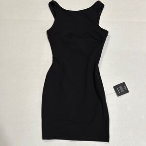 Lulu's Black Bodycon Mini Dress Scoop Neck Sleeveless